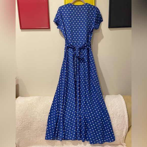 Blue Polka Dot Maxi Dress - Picture 4 of 10